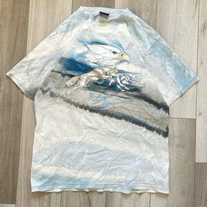 Vintage Eagle and Wolves Graphic AOP T-Shirt